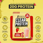 XMAFIA Clear Protein Water Powder – Frosty Strawberry Lemonade | 20g Protein with Electrolytes + Collagen | 0g Sugar Flavoured Clear Protein Water Drink Mix