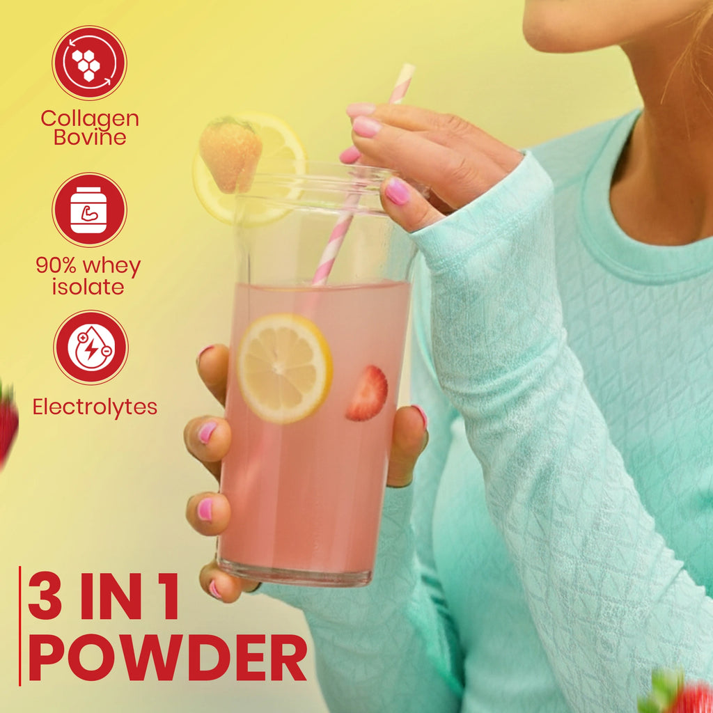 XMAFIA Clear Protein Water Powder – Frosty Strawberry Lemonade | 20g Protein with Electrolytes + Collagen | 0g Sugar Flavoured Clear Protein Water Drink Mix