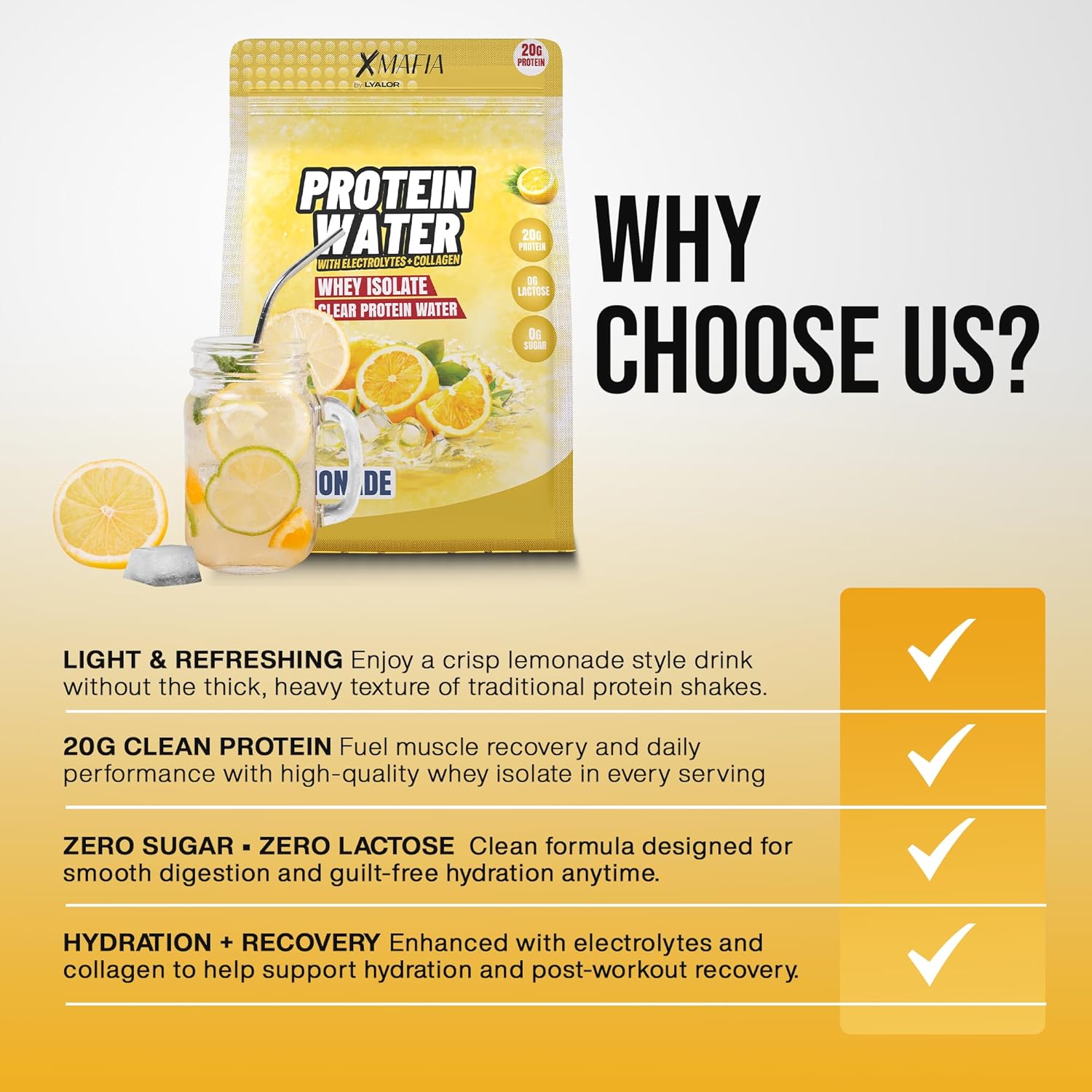 XMafia - Clear Whey Protein Isolate Powder – 20g Protein,Lemonade