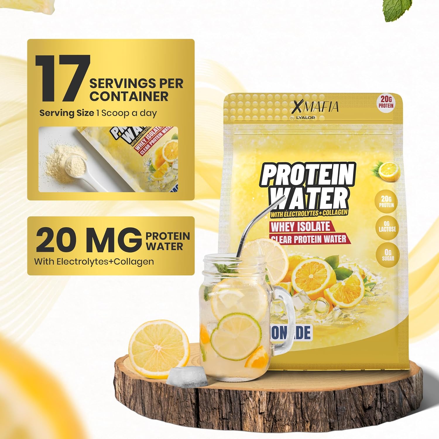 XMafia - Clear Whey Protein Isolate Powder – 20g Protein,Lemonade