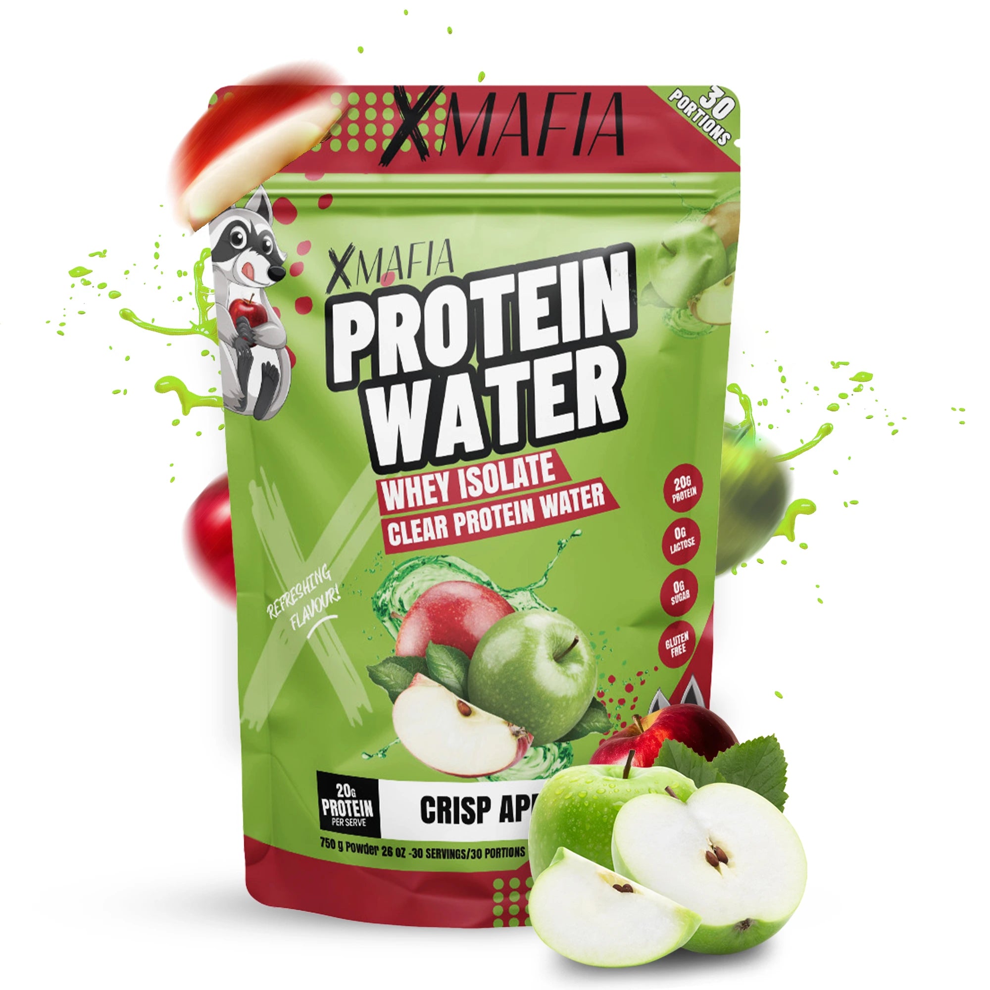 XMAFIA Protein Water Crisp Apple - Clear Whey Isolate Protein Water Powder - 20g Protein - 0g Sugar Flavoured Protein Water Drink